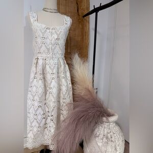 Maje White Sleeveless Square Neck Sundress